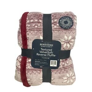 New Berkshire Textured VelvetSoft Reverse Fluffie Throw Blanket Red 60" x 70"